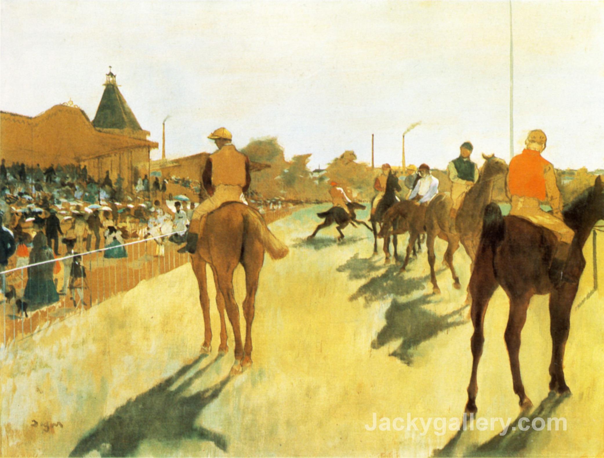 Racehorses before the Stands by Edgar Degas paintings reproduction